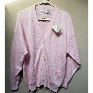 Tiara Collection by Wilson Womens XL Pink Loose-Fit Knit Sweater V-Neck New $82